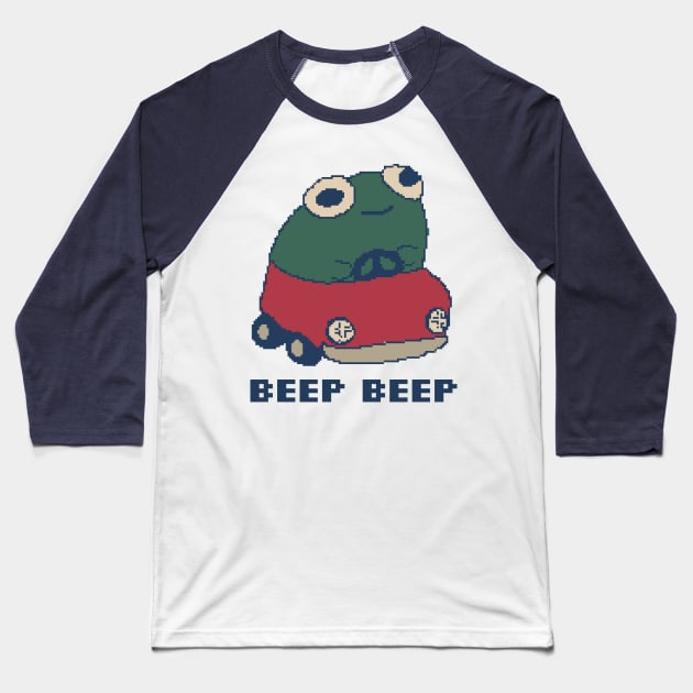 Beep Beep Froggie 80s Pixel Art Baseball T-Shirt by pxlboy